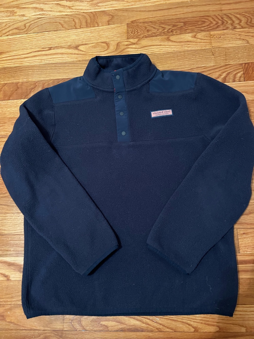Vineyard Vines Navy Blue, Red Snap-Placket Harbor Fleece Pullover